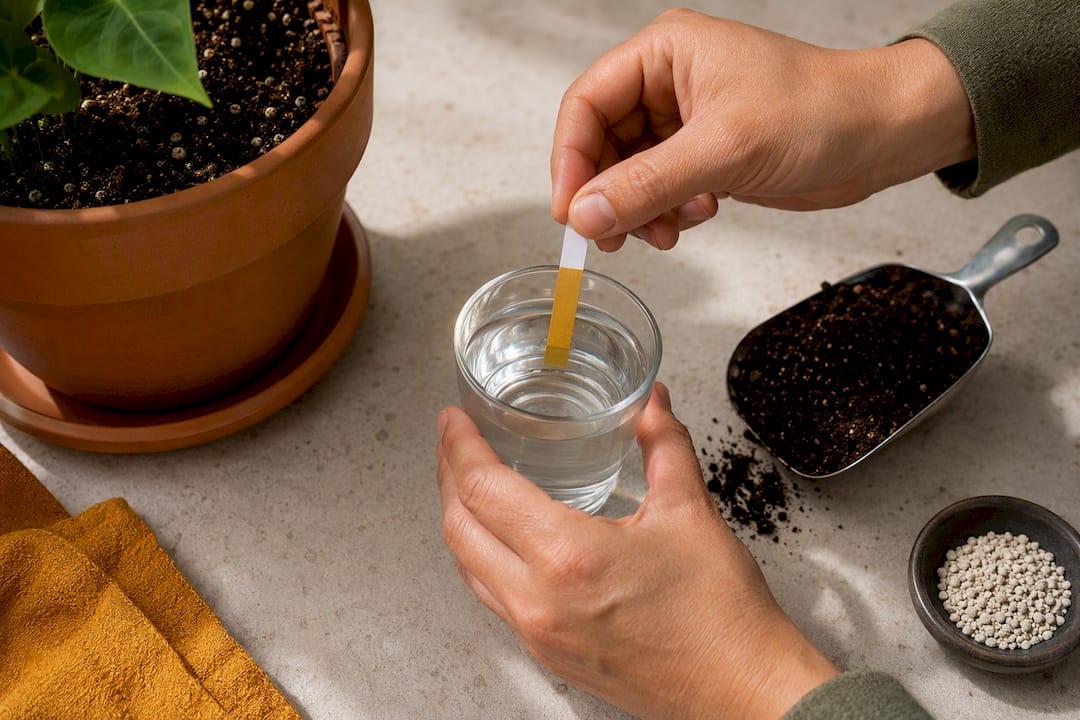 Testing pH of peat-based container soil