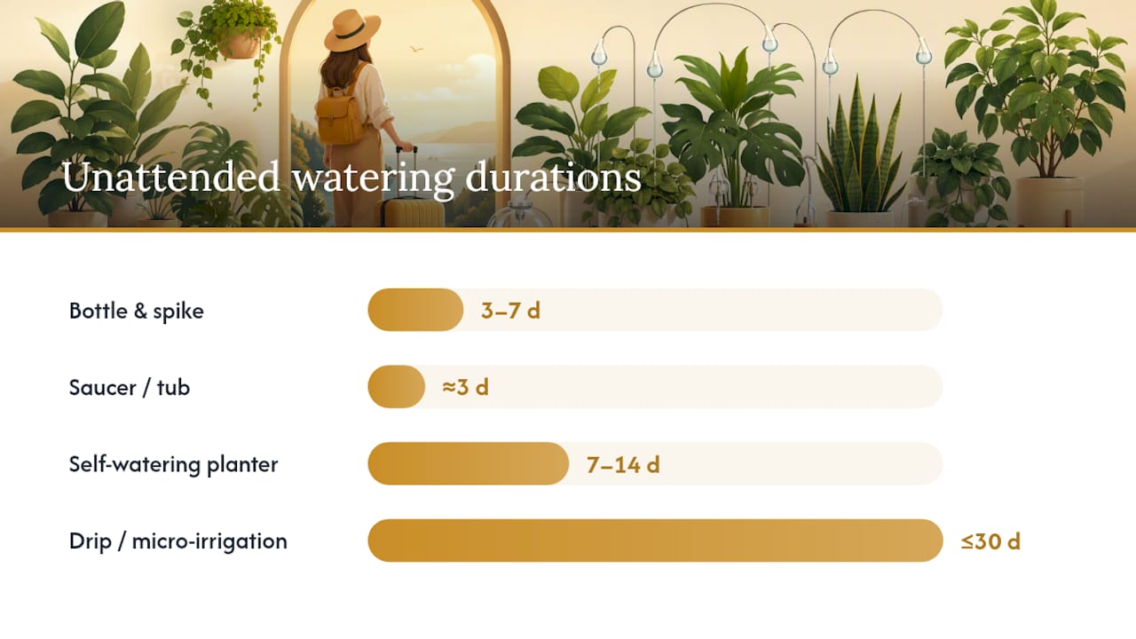 Comparison of plant watering method durations