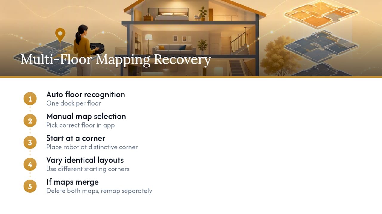 Multi-floor robot vacuum remapping process