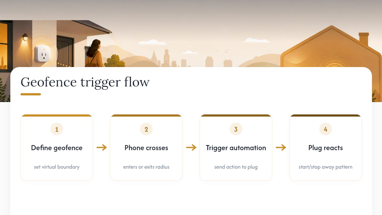 Geofence crossing triggers smart plug action