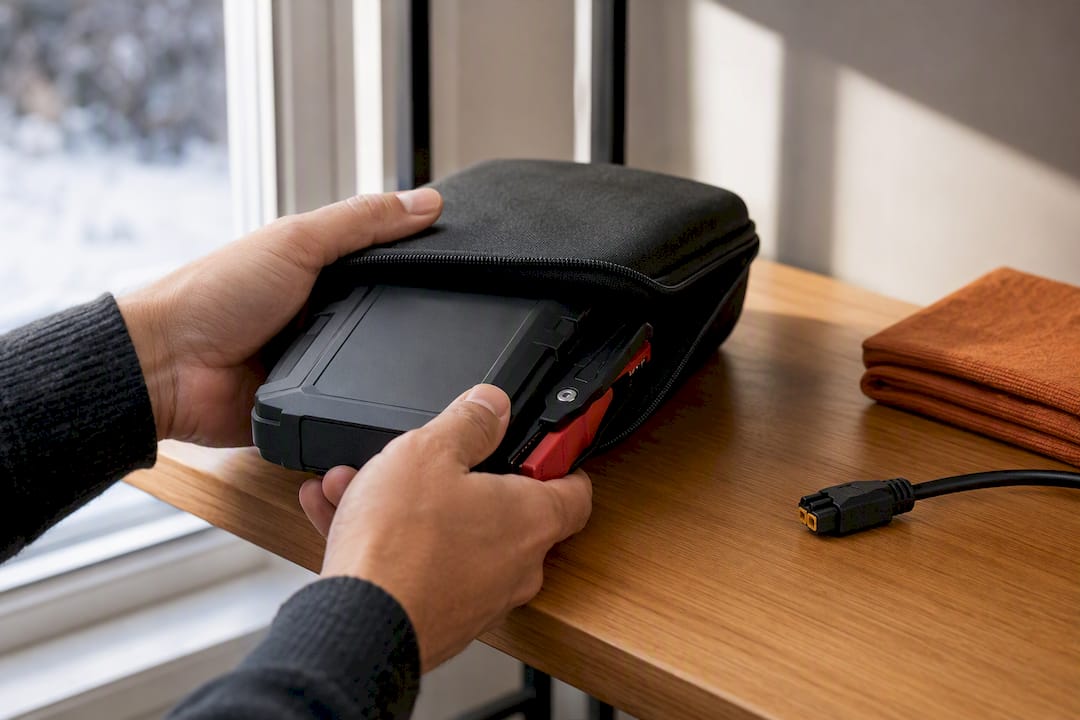 Warming a cold jump starter before charging
