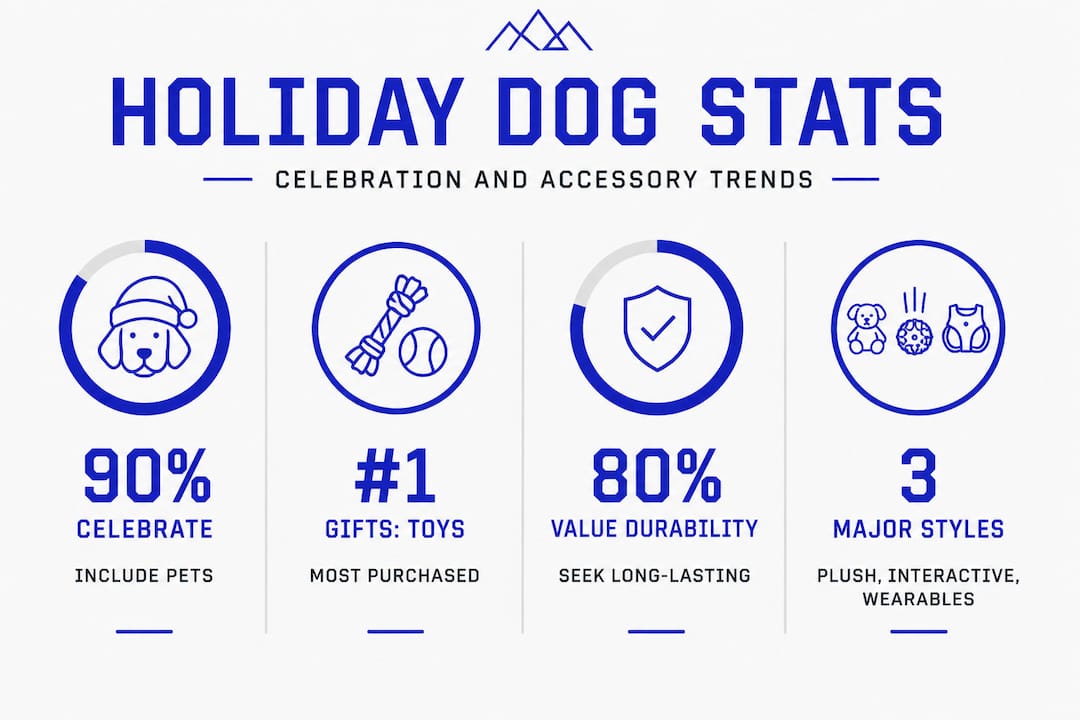 Infographic with holiday dog accessory statistics and trends