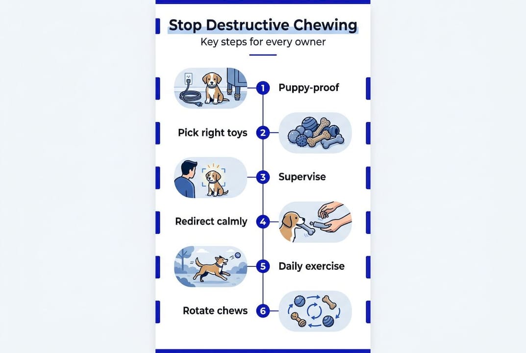 Infographic of steps to prevent destructive chewing