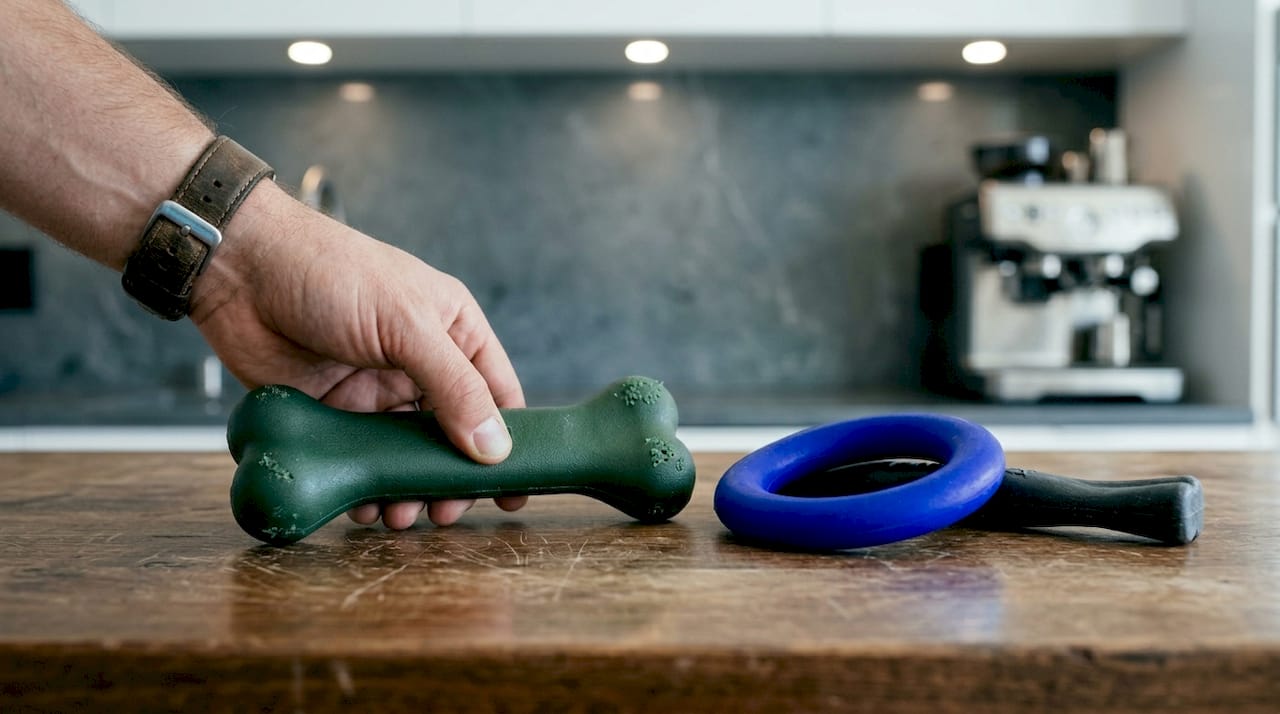 Comparing nylon, rubber, Zogoflex dog toys