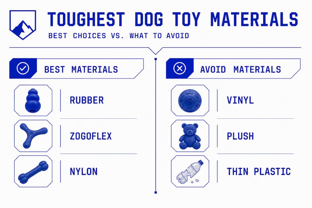 Dog toy material comparison infographic
