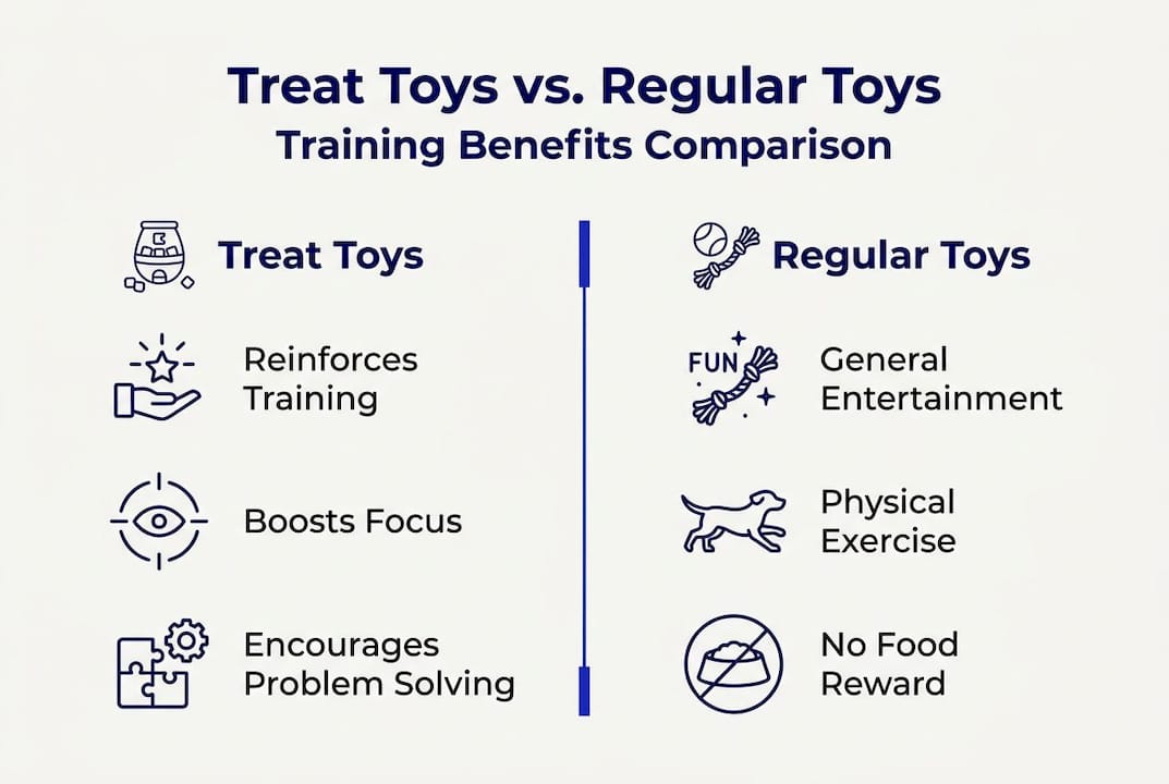 Infographic comparing treat and regular dog toys