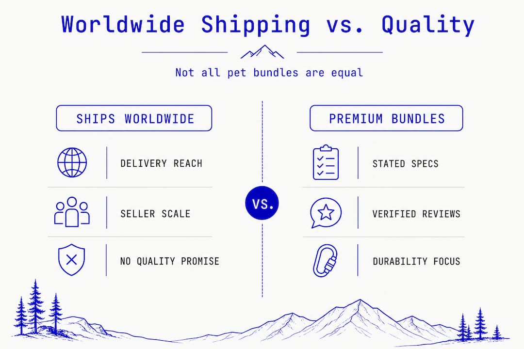 Infographic comparing global shipping and bundle quality
