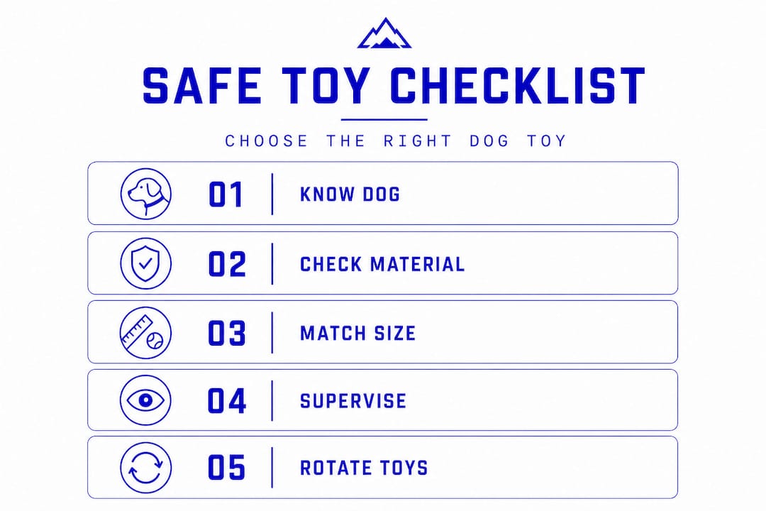 Infographic: five-step safe dog toy selection process