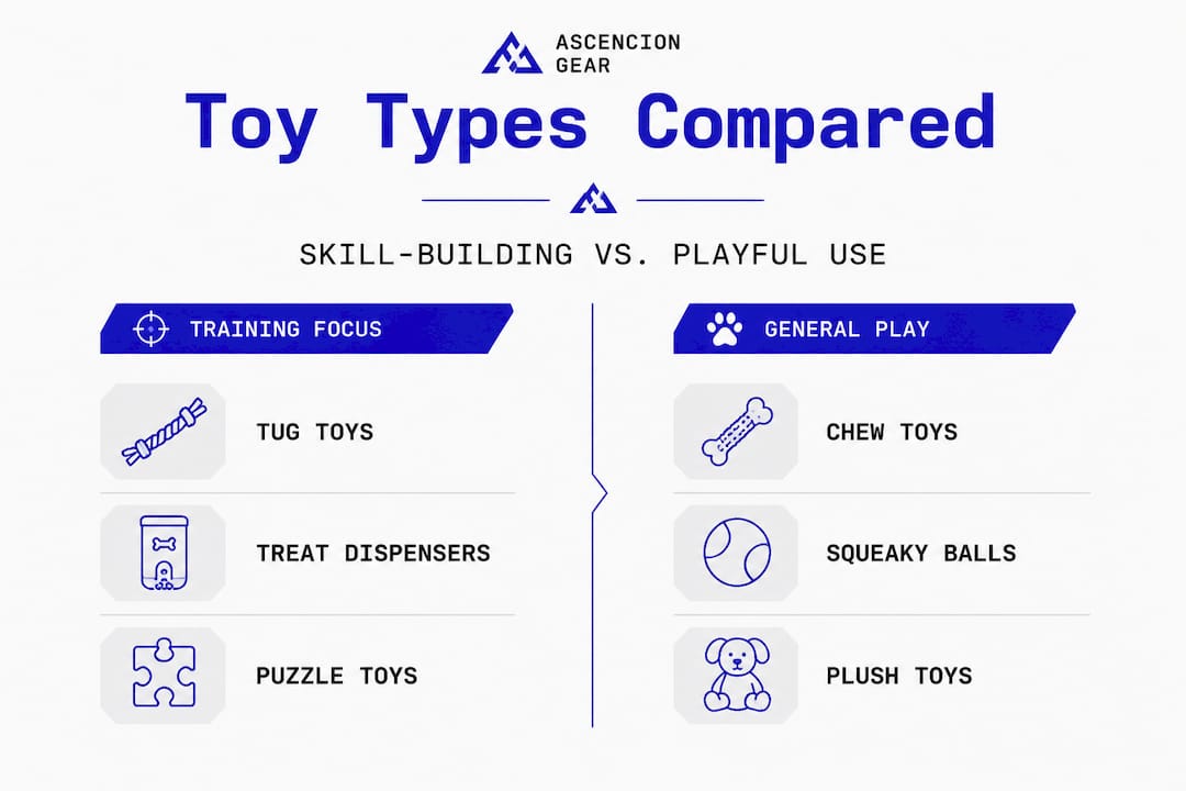 Infographic comparing training and play toy types