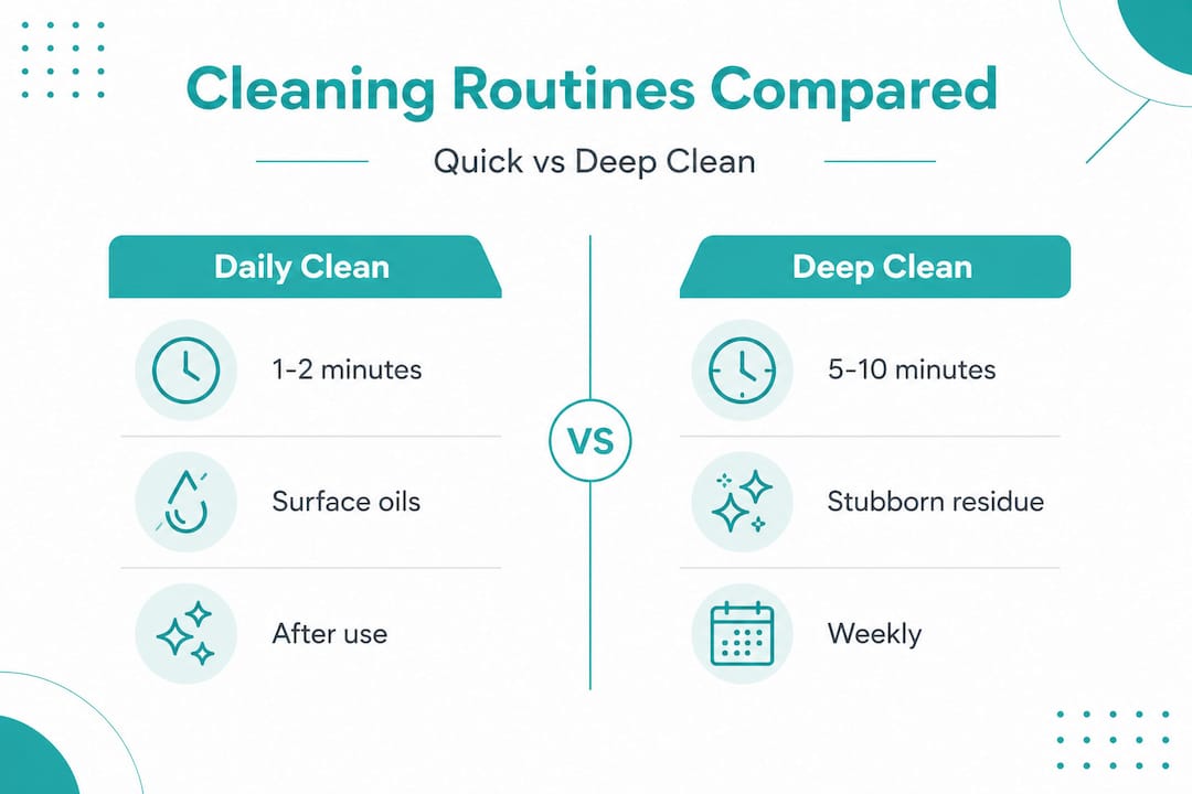 Infographic comparing daily and deep clean routines