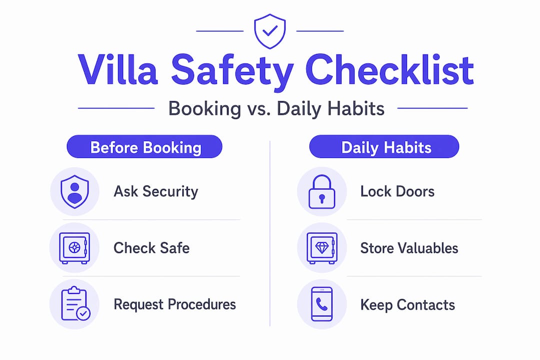 Infographic comparing booking and daily villa safety