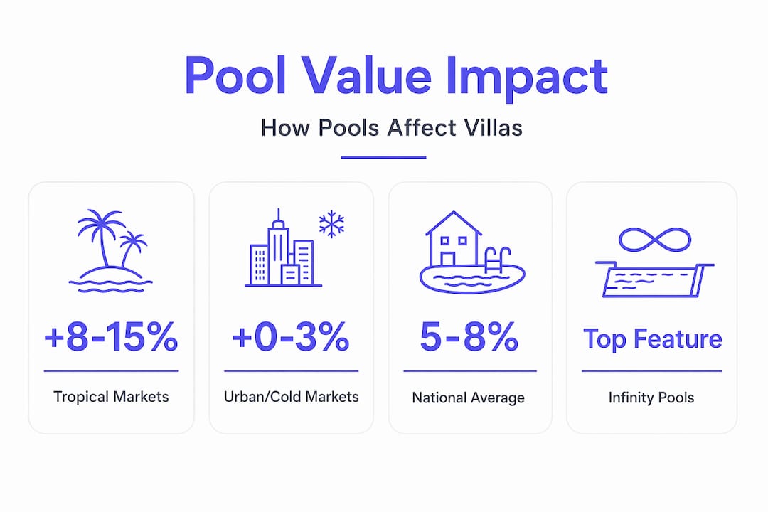 Infographic showing pool value increase by market type