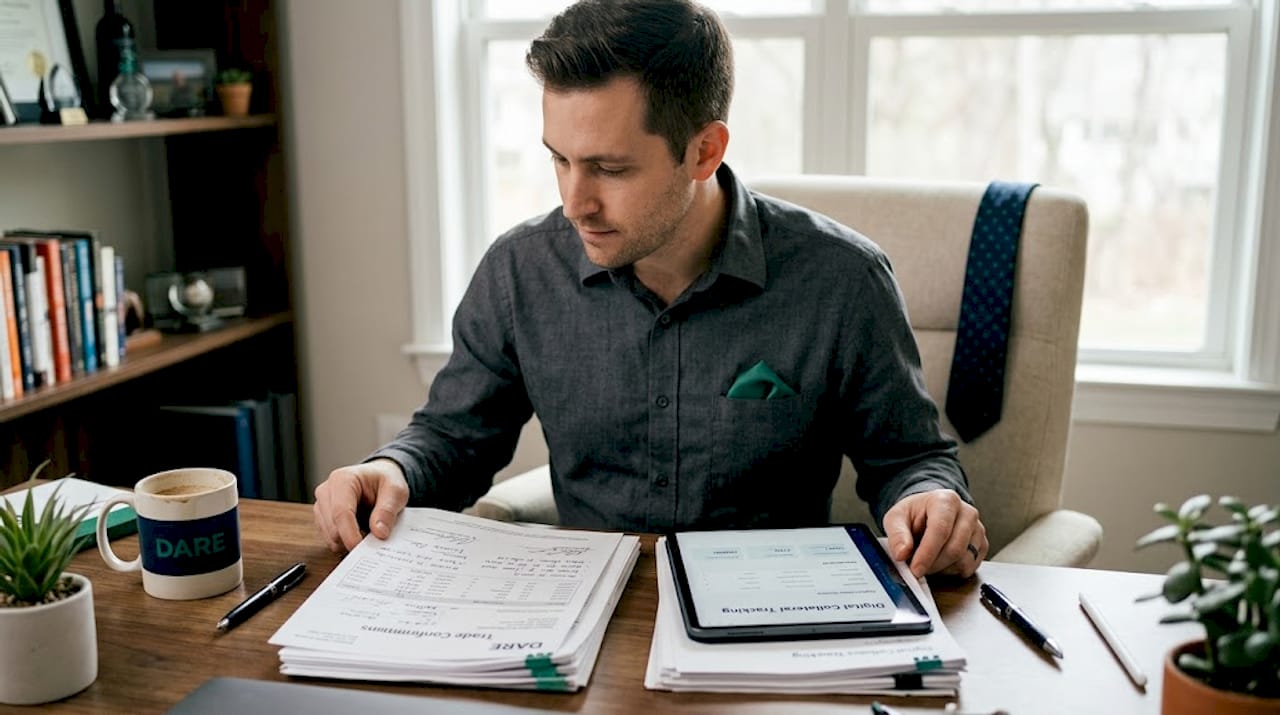 Analyst comparing manual and digital workflows