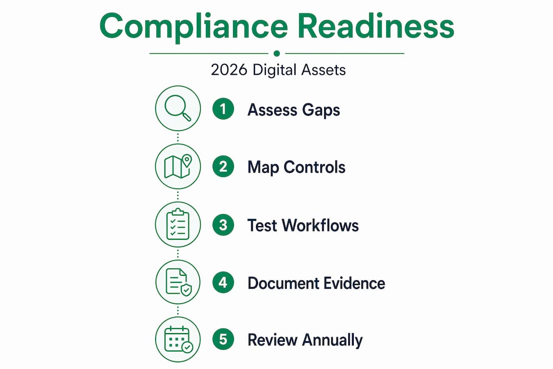 Infographic visualizing compliance readiness process steps