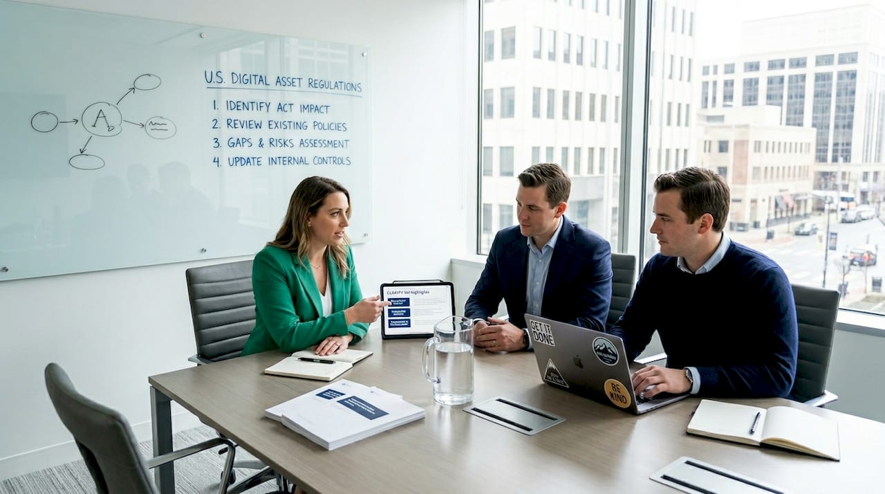 Finance team discussing regulatory updates