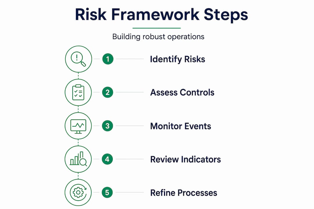 Infographic with steps for risk framework process