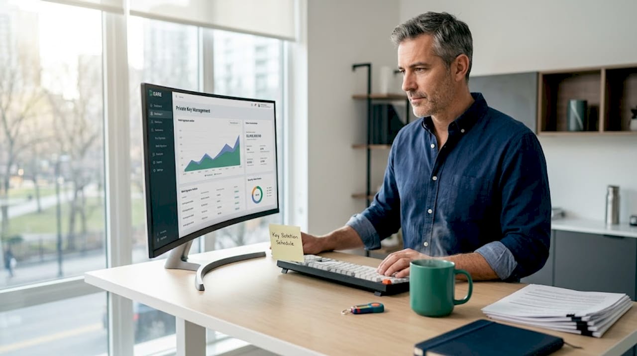 IT manager reviews blockchain security controls