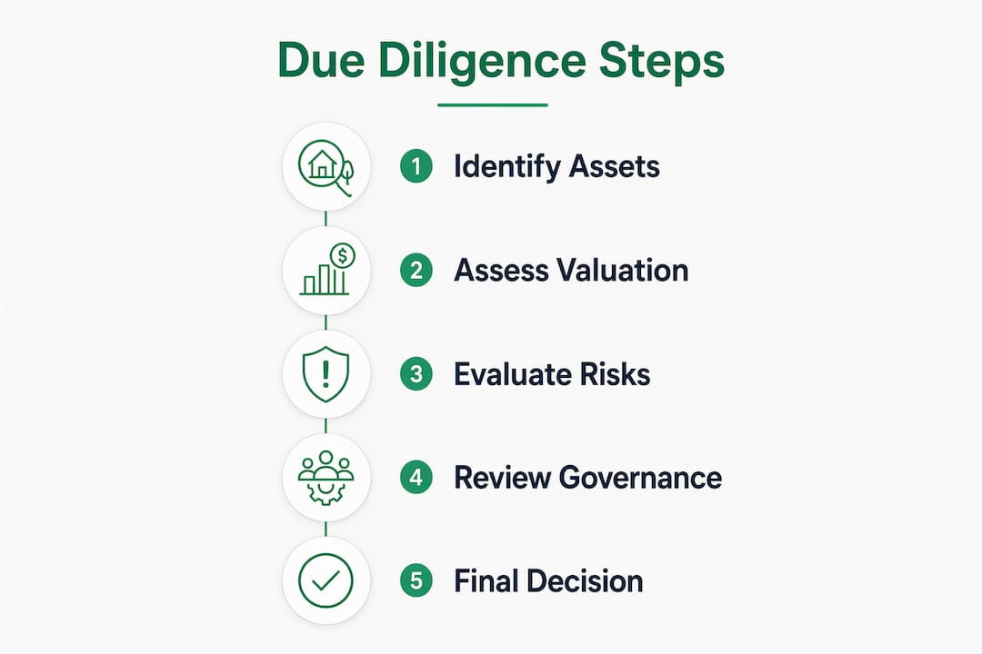 Infographic illustrating digital asset due diligence steps