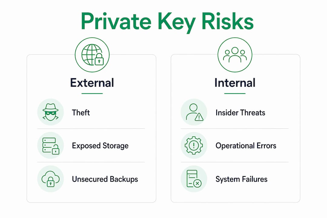 Infographic illustrating categories of private key risks