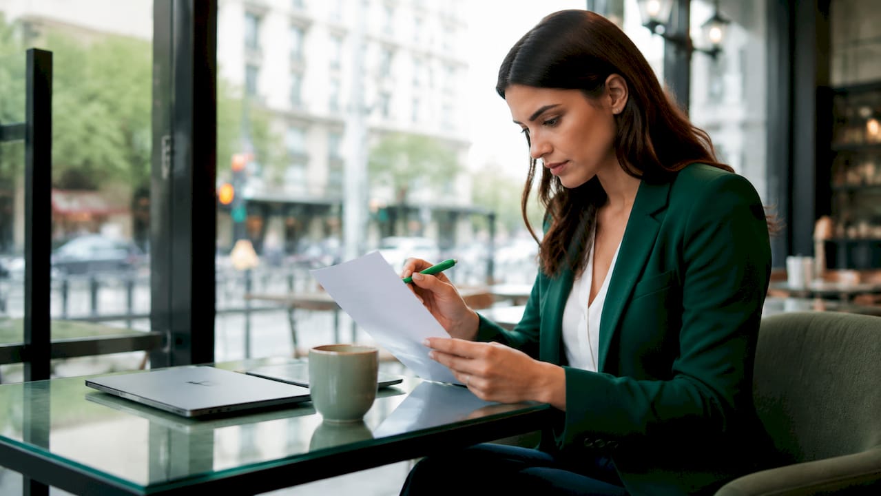 Finance professional reviewing treasury policy document