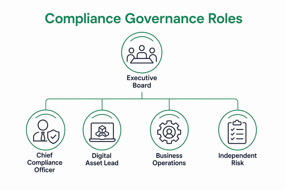 Infographic illustrating hierarchical compliance roles for C-suite