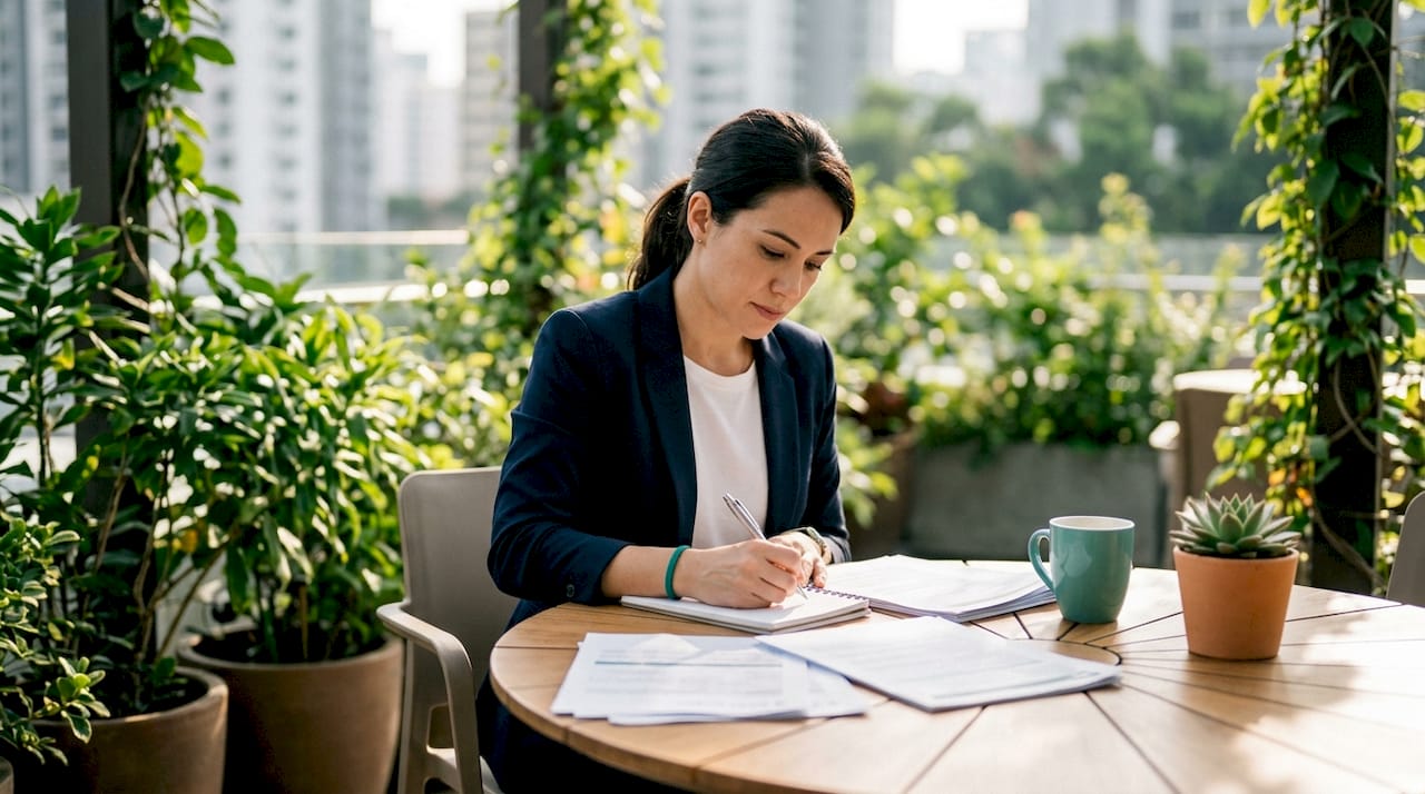 Compliance officer reviewing AML workflow documents