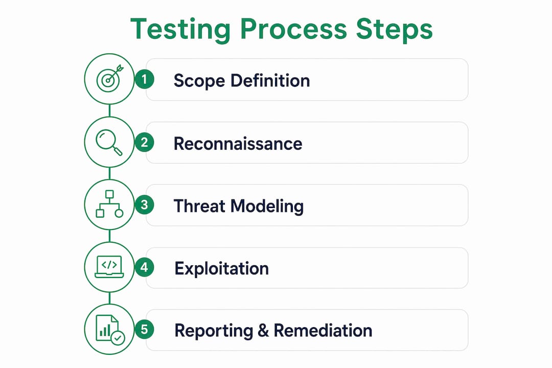Infographic showing digital asset penetration testing steps