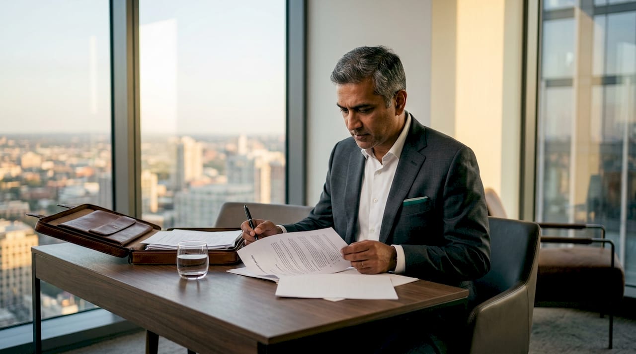 Institutional investor reviewing digital asset custody documents
