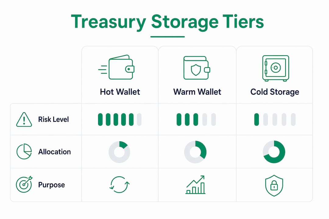 Infographic illustrating treasury storage tiers and their details