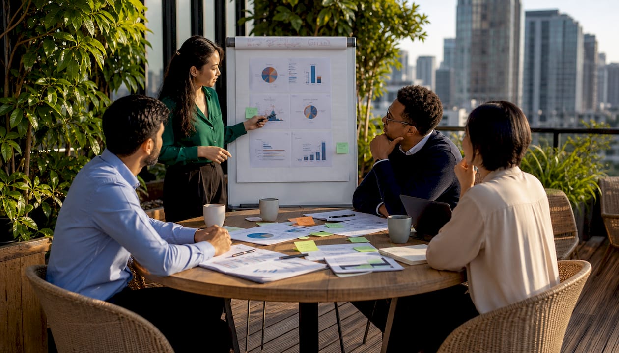 Finance team analyzing digital asset portfolios