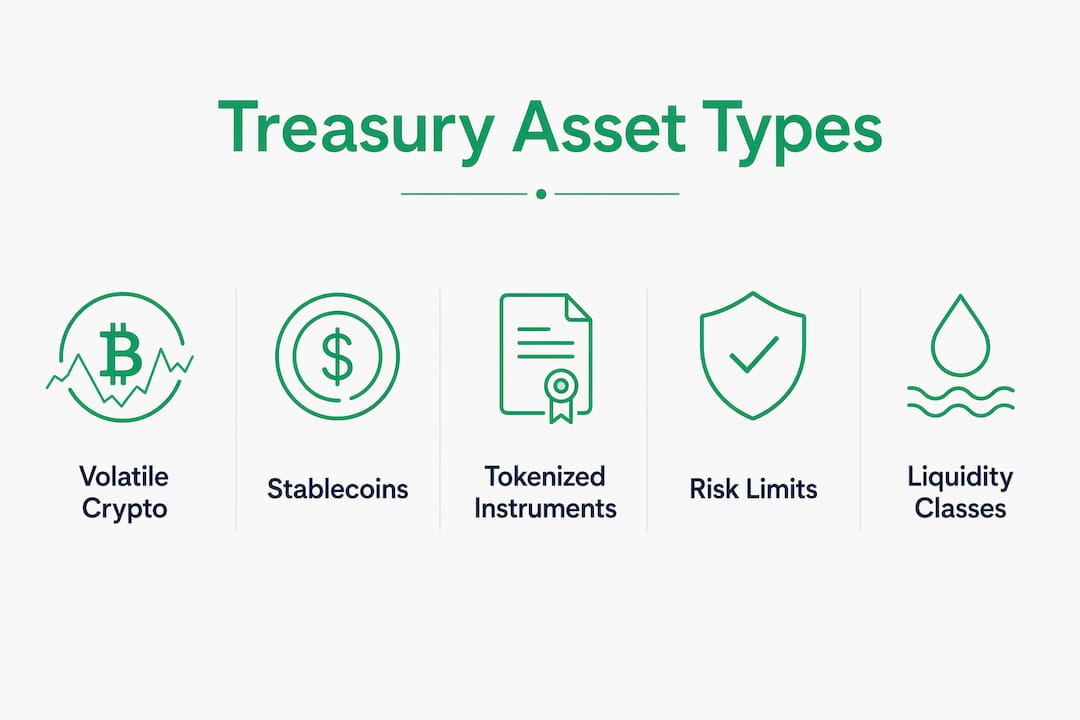 Infographic showing types of digital assets in treasury portfolio
