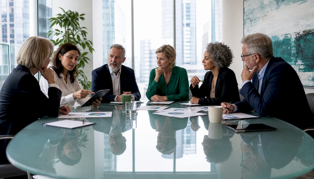 Board members discussing digital asset governance