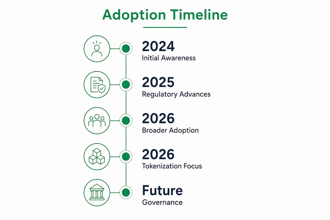 Infographic showing institutional digital asset adoption timeline