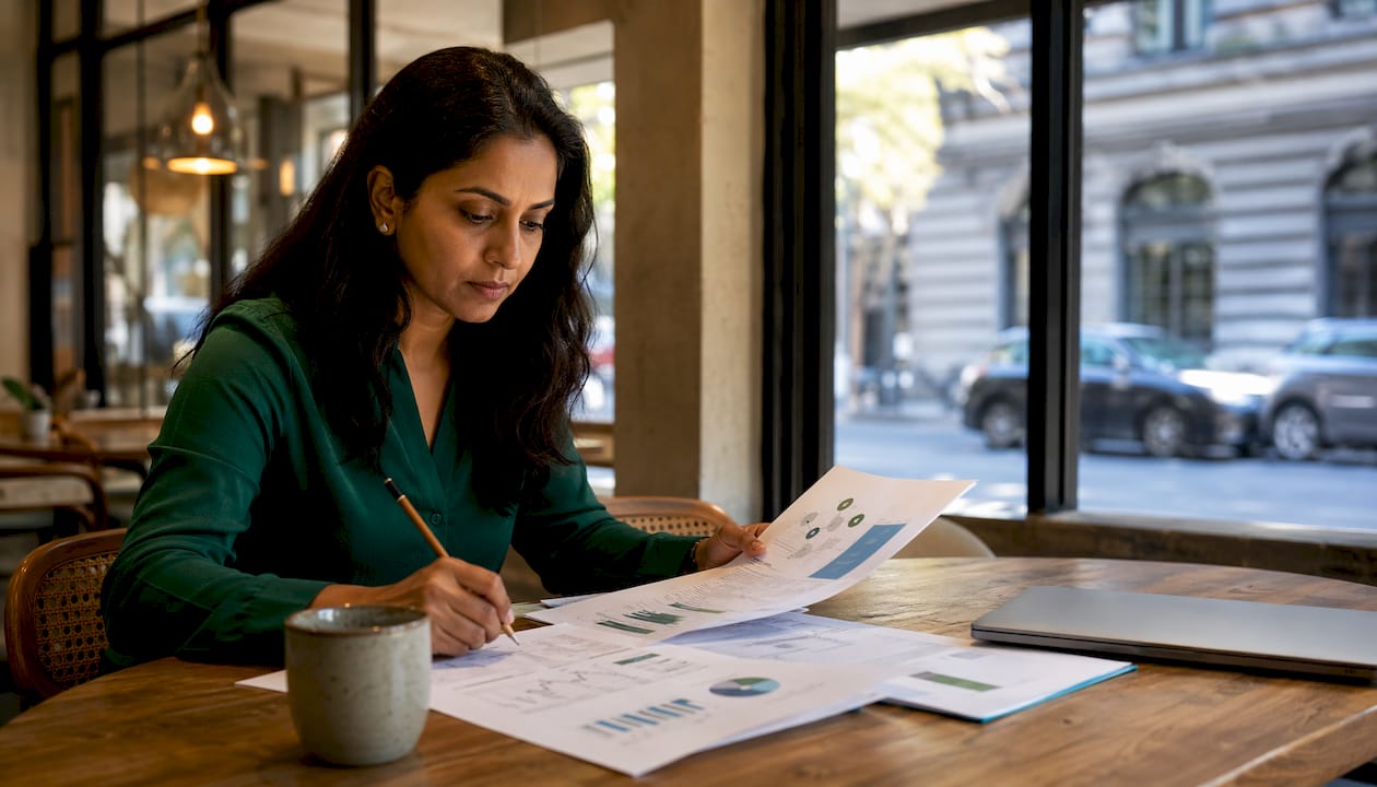 Finance professional reviewing ESG asset reports