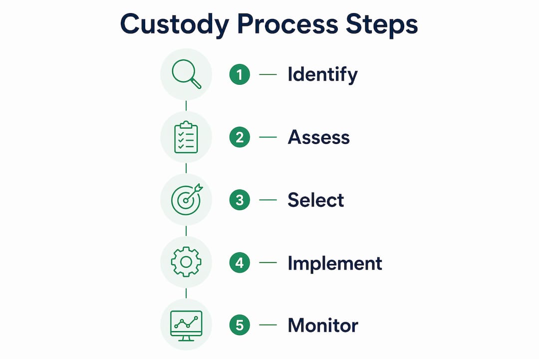 Infographic illustrating digital asset custody process steps