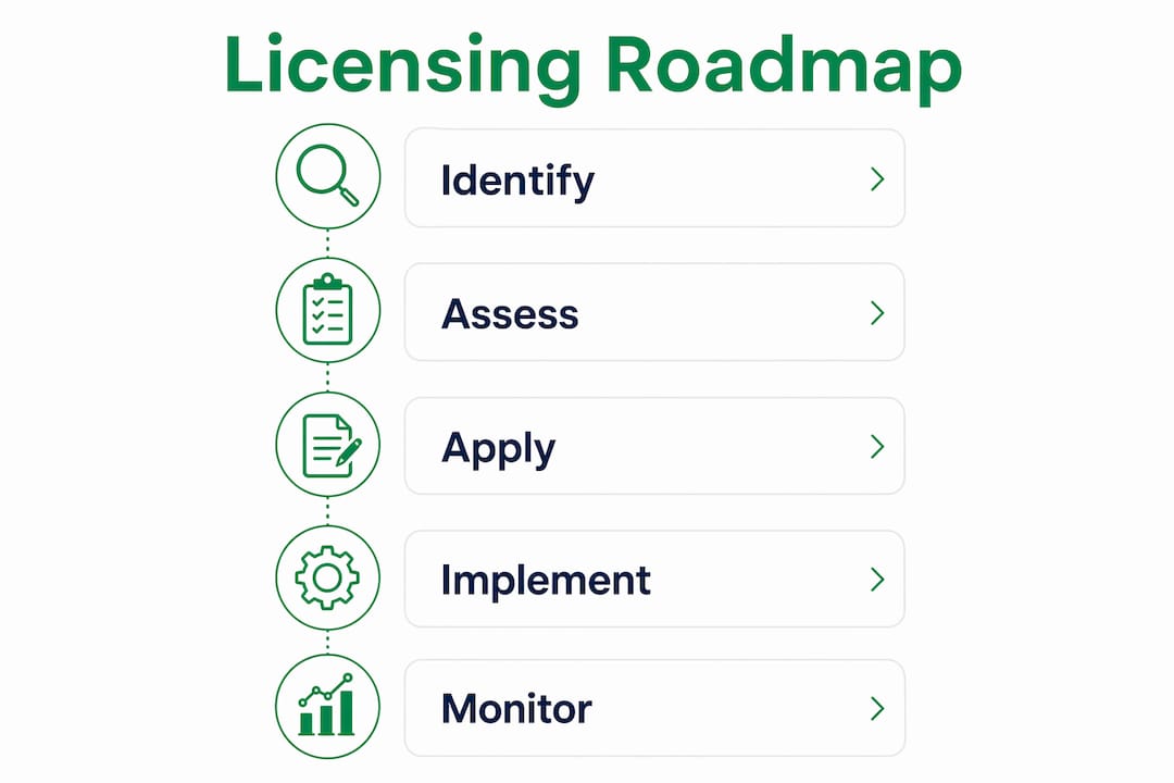 Infographic showing licensing process steps