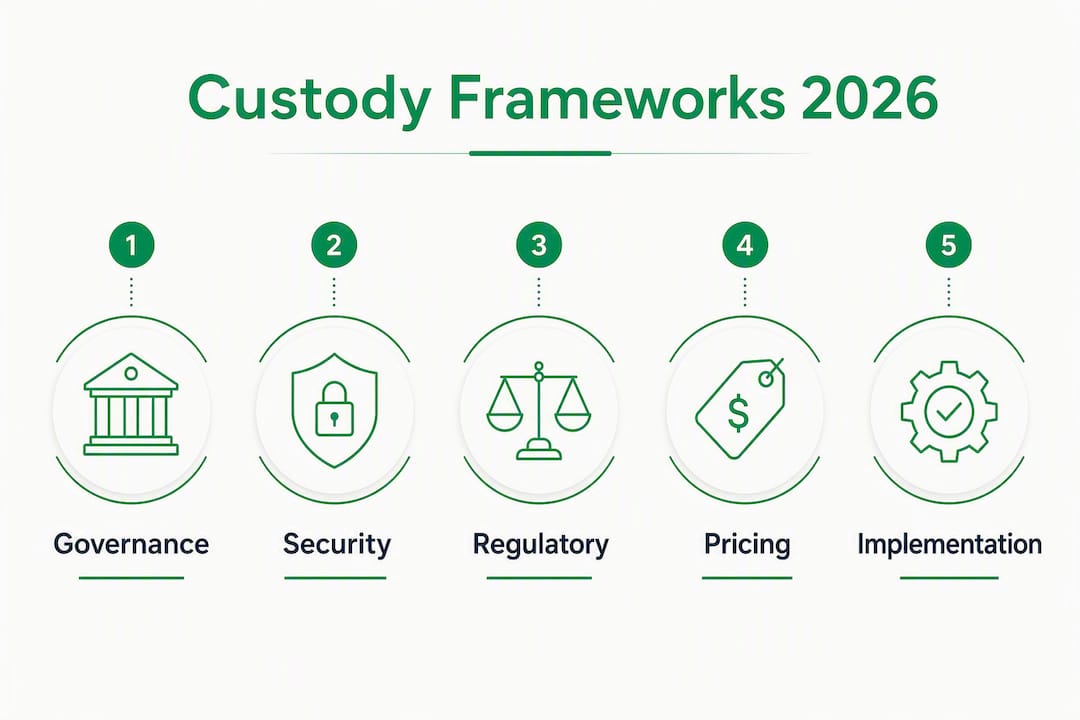 Infographic displaying ranked custody framework considerations in 2026