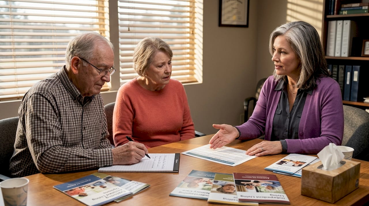 Advisor consults with seniors on living options