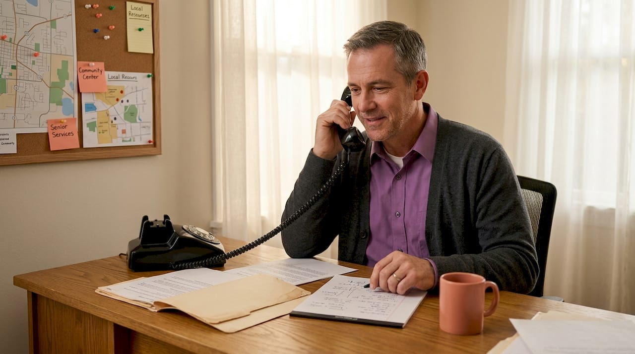 Advisor consulting on phone with city resources