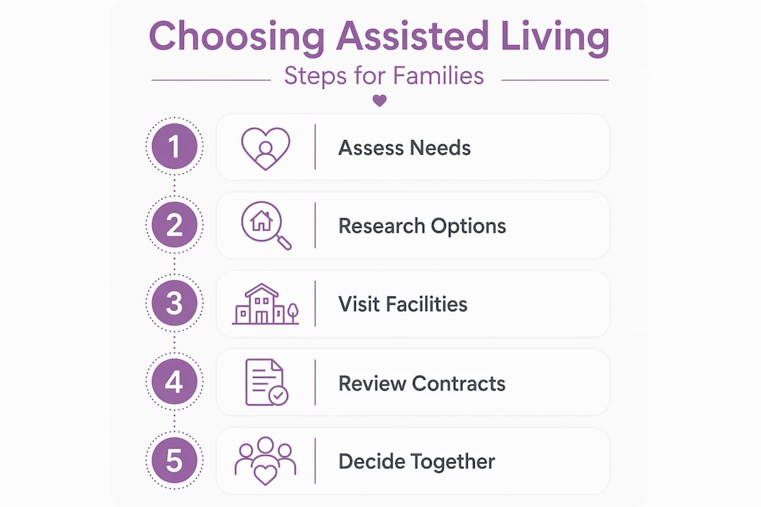 Steps for choosing assisted living infographic