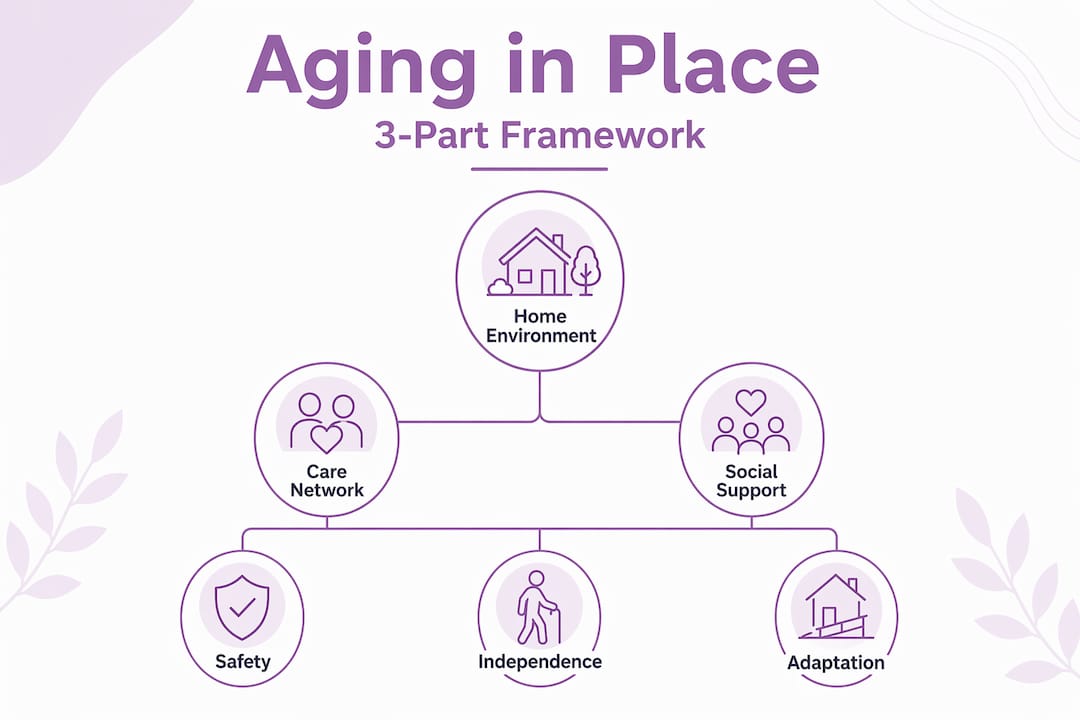 Infographic showing aging in place framework