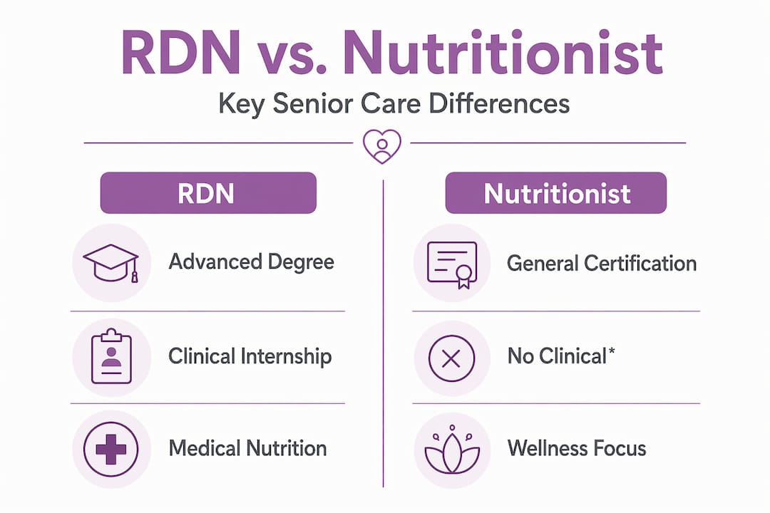 Infographic comparing RDN and nutritionist roles