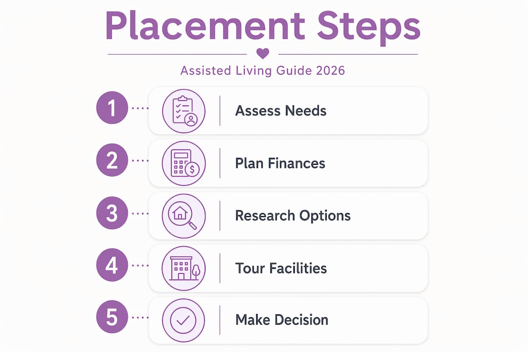 Infographic showing assisted living placement steps