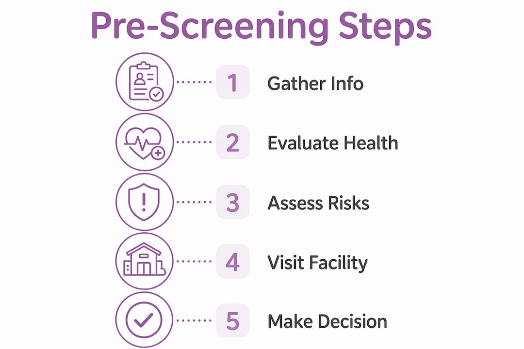 Infographic illustrating pre-screening step-by-step process