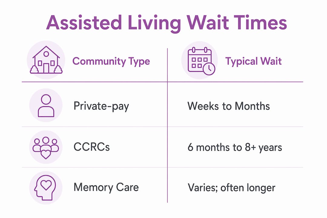 Infographic comparing assisted living wait times