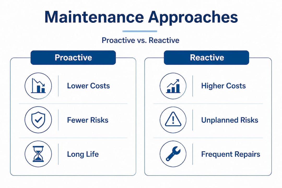 Infographic comparing proactive and reactive maintenance