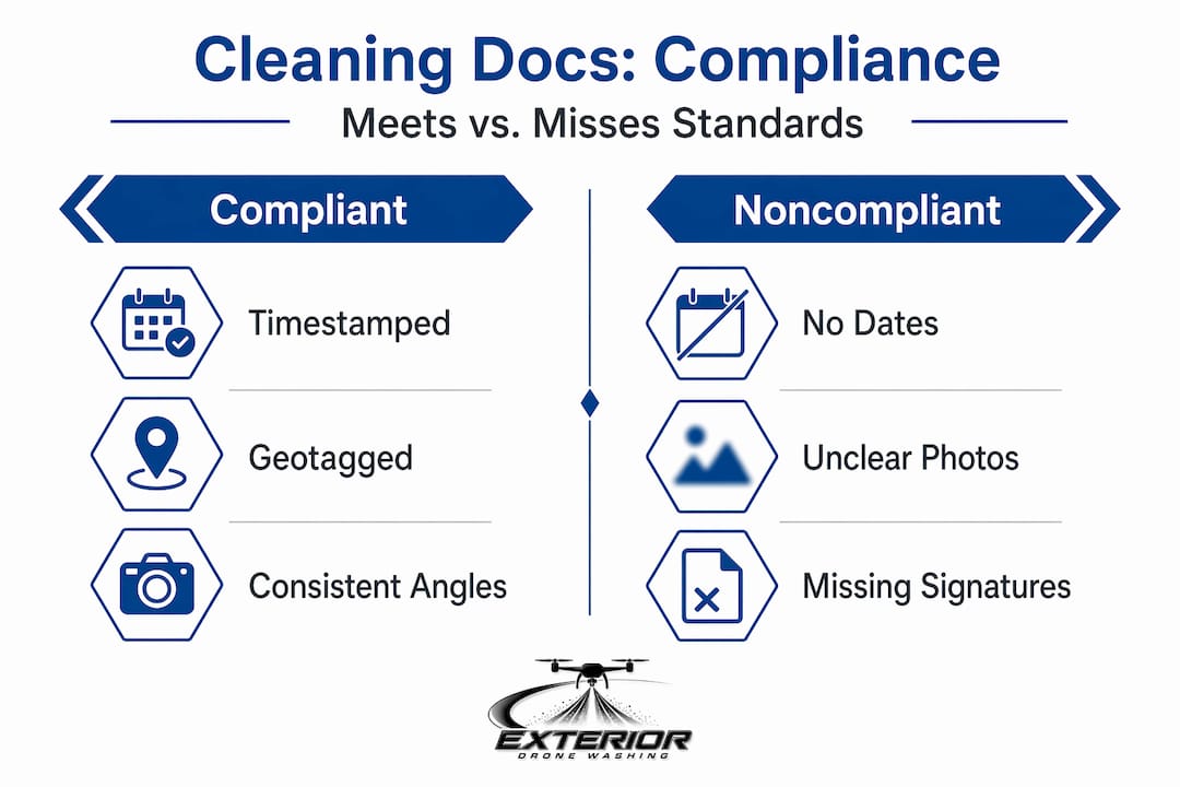 Infographic comparing compliant and noncompliant documentation