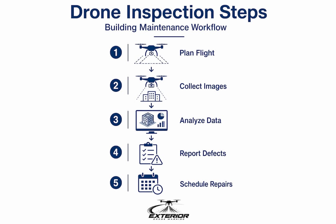 Infographic showing drone inspection workflow steps