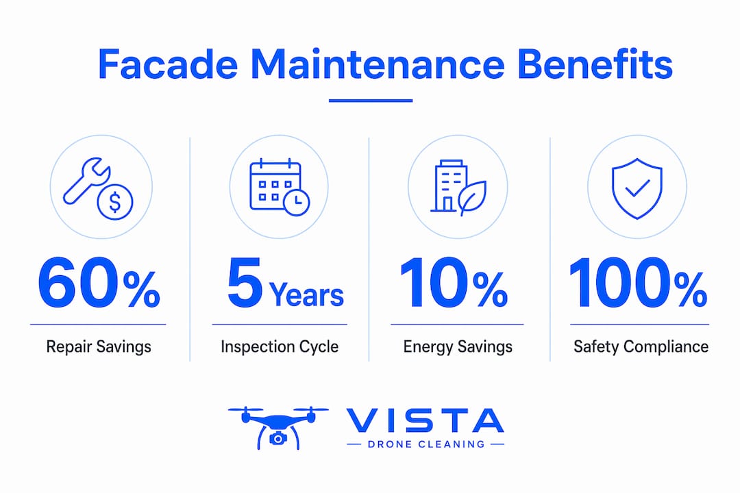 Infographic highlighting facade maintenance benefits