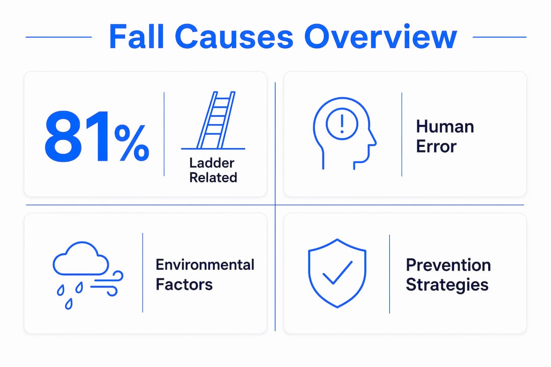 Infographic summarizing key fall causes in window cleaning